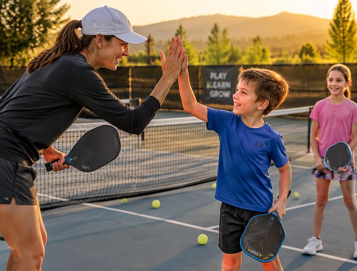 Coach high-fiving a young player